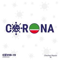 Chechen Republic Coronavirus Typography COVID19 country banner Stay home Stay Healthy Take care of your own health vector