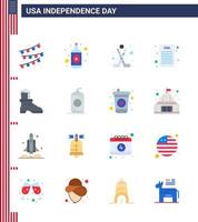 paquete de iconos de vector de stock de día americano 16 signos y símbolos de línea para bota de hielo americana de cola elementos de diseño de vector de día de estados unidos editables democráticos