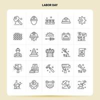 OutLine 25 Labor Day Icon set Vector Line Style Design Black Icons Set Linear pictogram pack Web and Mobile Business ideas design Vector Illustration
