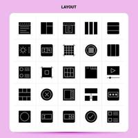 Solid 25 Layout Icon set Vector Glyph Style Design Black Icons Set Web and Mobile Business ideas design Vector Illustration