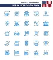 Blue Pack of 25 USA Independence Day Symbols of sports hockey play usa country Editable USA Day Vector Design Elements