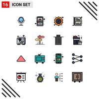 Pictogram Set of 16 Simple Flat Color Filled Lines of motel direction shop printing sheet Editable Creative Vector Design Elements