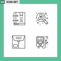 Line Pack of 4 Universal Symbols of book commerce marker management package Editable Vector Design Elements