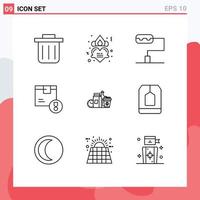 User Interface Pack of 9 Basic Outlines of ceylon coffee delivery items items Editable Vector Design Elements