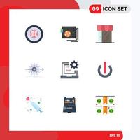 Modern Set of 9 Flat Colors and symbols such as gear work business progress shopping Editable Vector Design Elements