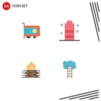 Set of 4 Commercial Flat Icons pack for computer antivirus computer energy firewall Editable Vector Design Elements