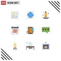 Universal Icon Symbols Group of 9 Modern Flat Colors of heat cooling business computer event Editable Vector Design Elements