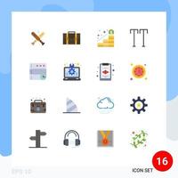 paquete de 16 signos y símbolos modernos de colores planos para medios de impresión web, como el texto de crecimiento de la base de datos de tiempo, todo paquete editable de elementos de diseño de vectores creativos