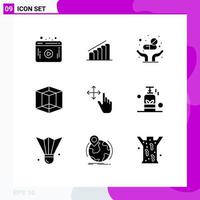 9 Thematic Vector Solid Glyphs and Editable Symbols of beauty gesture pills finger graphic Editable Vector Design Elements
