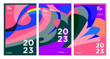 New year 2023 calendar design template with geometric colorful abstract. Vector calendar design.