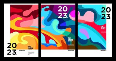 New year 2023 design template with fluid colorful abstract background vector