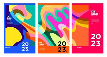 plantilla de diseño de año nuevo 2023 con fondo abstracto colorido fluido vector