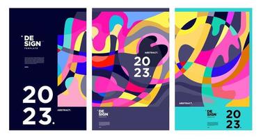 New year 2023 design template with fluid colorful abstract background vector