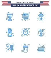 feliz día de la independencia 9 paquete de iconos de blues para web y signo de impresión policía etapa hombres usa elementos de diseño de vector de día de estados unidos editables