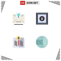 Set of 4 Modern UI Icons Symbols Signs for envelope investing party product planet Editable Vector Design Elements