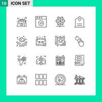 Set of 16 Modern UI Icons Symbols Signs for medical insurance machine tagline basic Editable Vector Design Elements