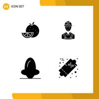 Pictogram Set of 4 Simple Solid Glyphs of orange anatomy mardi gras carpenter face Editable Vector Design Elements