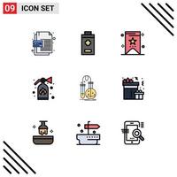 9 Universal Filledline Flat Color Signs Symbols of science flask price chemistry security Editable Vector Design Elements