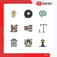 9 Universal Filledline Flat Color Signs Symbols of storage servers comment data water Editable Vector Design Elements