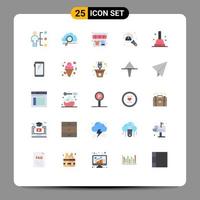 Mobile Interface Flat Color Set of 25 Pictograms of search management technology business shopping Editable Vector Design Elements