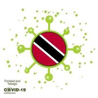 Trinidad and tobago Coronavius Flag Awareness Background Stay home Stay Healthy Take care of your own health Pray for Country vector