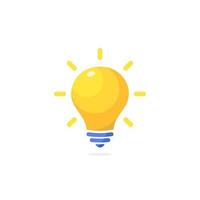 Bright yellow lamp icon, energy lightbulb logo,  innovative solution infographics, electricity flat vector icon, creative idea symbol