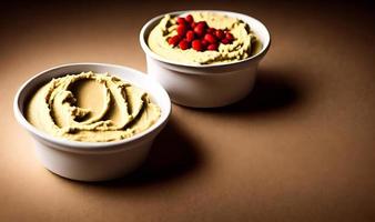 Healthy food. Traditional freshly made organic hummus. photo