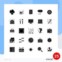 Pack of 25 creative Solid Glyphs of cake modification islam scale protect Editable Vector Design Elements