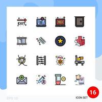 Set of 16 Vector Flat Color Filled Lines on Grid for reel home gate broadcasting home door Editable Creative Vector Design Elements