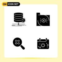 4 Creative Icons for Modern website design and responsive mobile apps. 4 Glyph Symbols Signs on White Background. 4 Icon Pack. vector