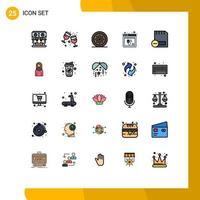 Filled line Flat Color Pack of 25 Universal Symbols of website plugin cake internet pie Editable Vector Design Elements