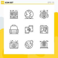 Collection of 9 Universal Line Icons. Icon Set for Web and Mobile. vector