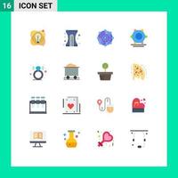 16 Universal Flat Colors Set for Web and Mobile Applications present super connected computing network share Editable Pack of Creative Vector Design Elements