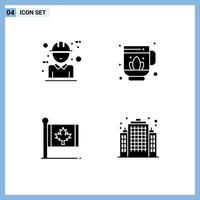 User Interface Pack of 4 Basic Solid Glyphs of architecture autumn concept sauna leaf Editable Vector Design Elements