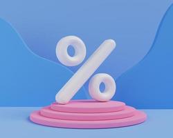 3D rendering illustration Cartoon Abstract pink podium sale discount cylinder. Pedestal clearance stand basic construction shopping promo clearance special offer with a percentage. photo