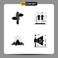 4 Black Icon Pack Glyph Symbols Signs for Responsive designs on white background. 4 Icons Set. vector