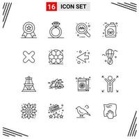 16 Icons Line Style. Grid Based Creative Outline Symbols for Website Design. Simple Line Icon Signs Isolated on White Background. 16 Icon Set. vector