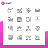 Modern Set of 16 Outlines and symbols such as marine down business up graph Editable Vector Design Elements