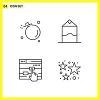 4 Icon Set. Simple Line Symbols. Outline Sign on White Background for Website Design Mobile Applications and Print Media. vector