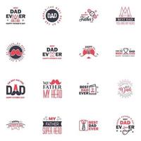 te amo diseño de tarjeta de papá para la colección de tipografía del día del padre feliz 16 elementos de diseño vectorial editables de diseño negro y rosa vector