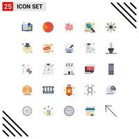 25 User Interface Flat Color Pack of modern Signs and Symbols of space research pie planet new Editable Vector Design Elements