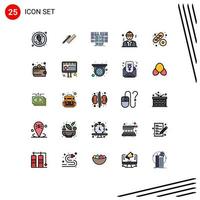 Stock Vector Icon Pack of 25 Line Signs and Symbols for business avatar ruler server data Editable Vector Design Elements