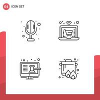 Group of 4 Modern Filledline Flat Colors Set for electronics online online online boil Editable Vector Design Elements