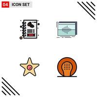 Stock Vector Icon Pack of 4 Line Signs and Symbols for business film shop hertz studio Editable Vector Design Elements