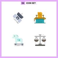 Set of 4 Commercial Flat Icons pack for broadcast cybercrime satellite typing internet Editable Vector Design Elements