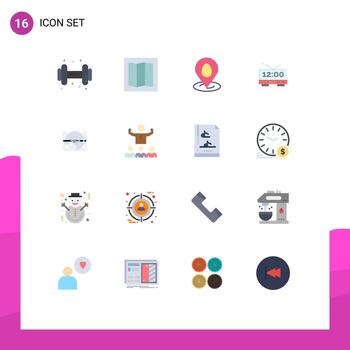 16 concepto de color plano para sitios web móviles y aplicaciones día de trabajo máquina de fecha de pascua paquete editable de elementos creativos de diseño de vectores