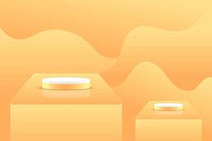 Set orange yellow 3d object cylinder pedestal podium display gradient color minimal scene showroom vector