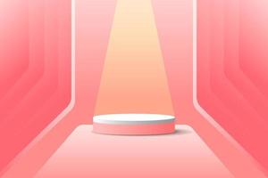 Set red pink love 3d object cylinder pedestal podium display gradient color minimal scene showroom vector