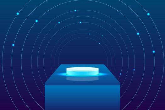 Set of dark blue green 3d object cylinder pedestal podium display gradient neon color minimal scene vector