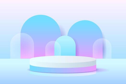 Set purple blue violet 3d object cylinder pedestal podium display gradient color minimal scene vector